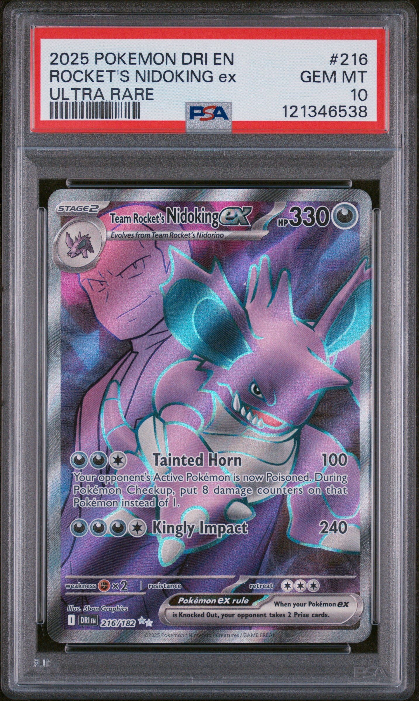 Team Rocket's Nidoking ex - 216/182 SV10: Destined Rivals Ultra Rare Pokemon