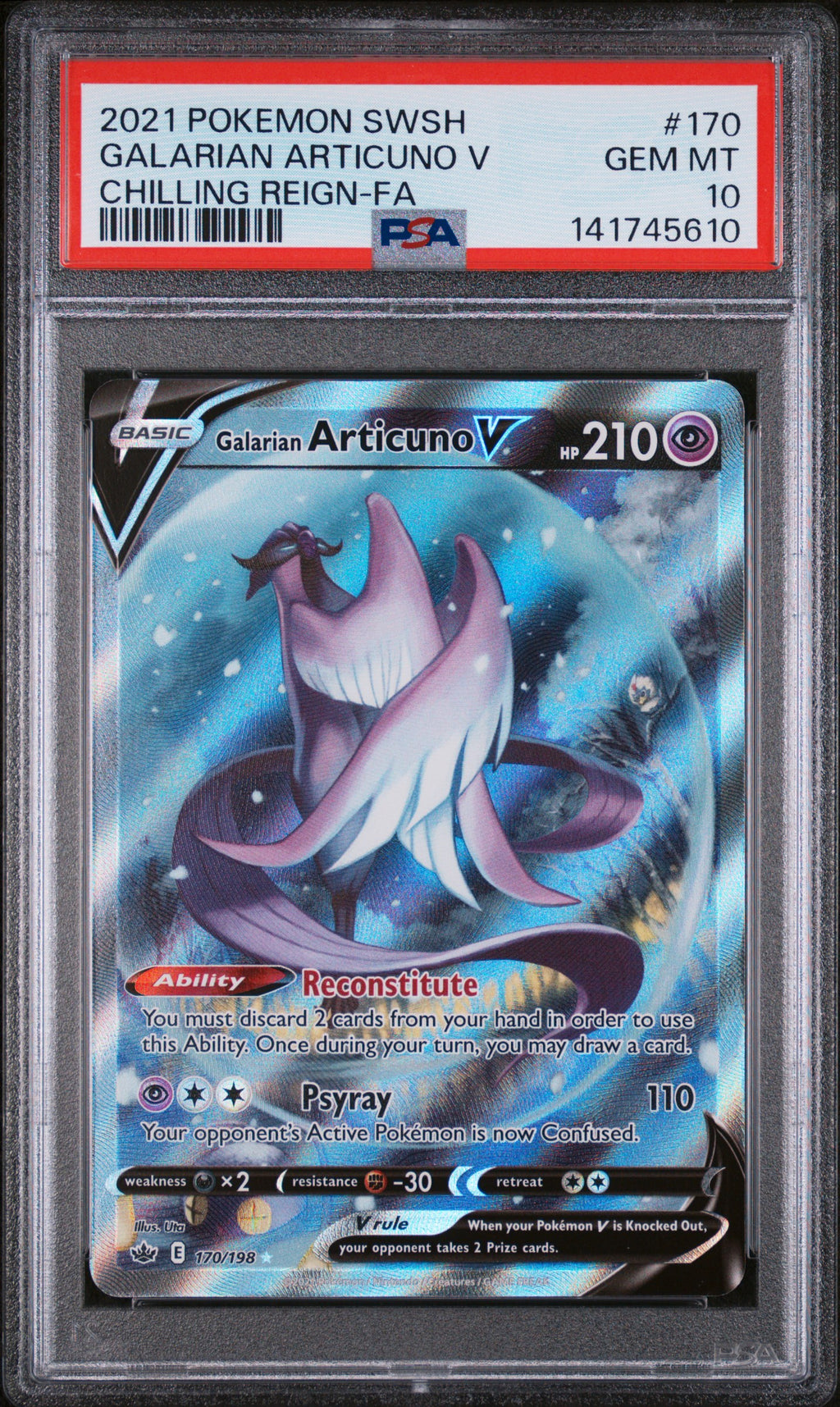 Galarian Articuno V (Alternate Full Art) 170/198 SWSH06: Chilling Reign Ultra Rare Pokemon